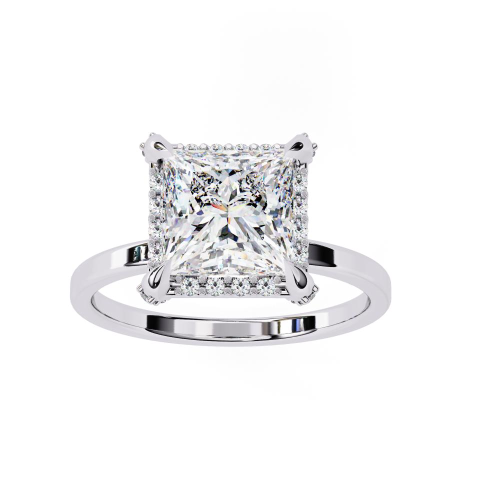 The Zachary Princess Solitaire Halo Engagement Ring