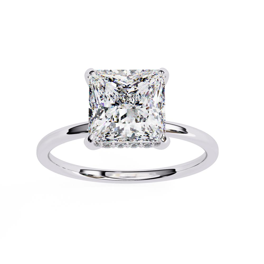 The Anthony Princess Solitaire Hidden Halo Engagement Ring