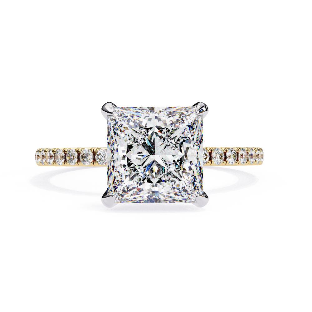 The Louise Princess Hidden Halo with Pave Band Engagement Ring