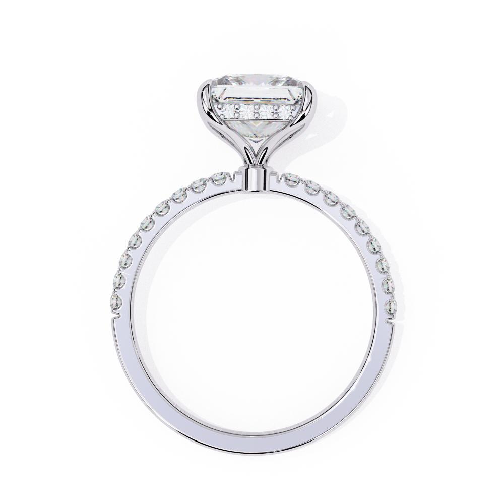 The Louise Princess Hidden Halo with Pave Band Engagement Ring