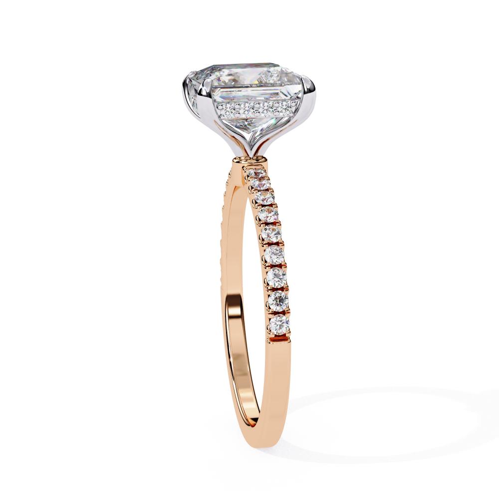 The Louise Princess Hidden Halo with Pave Band Engagement Ring