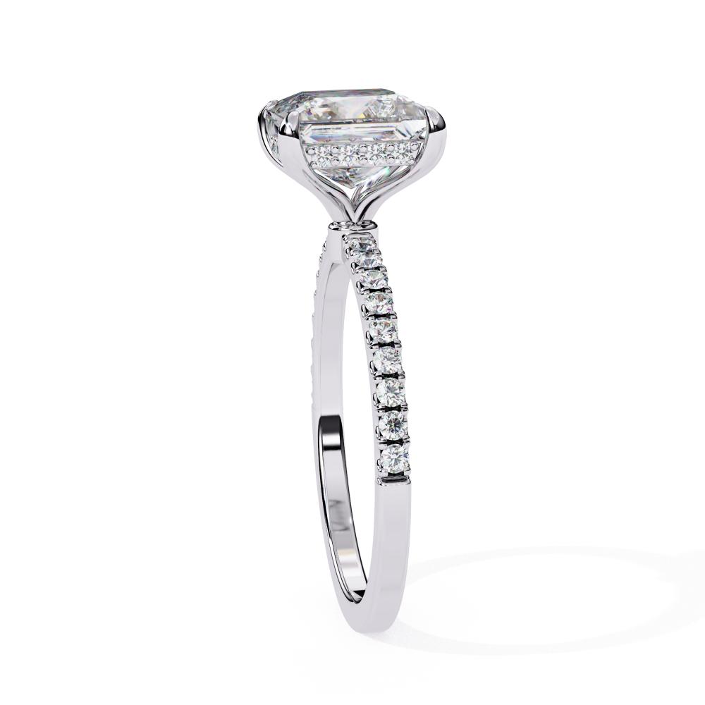 The Louise Princess Hidden Halo with Pave Band Engagement Ring