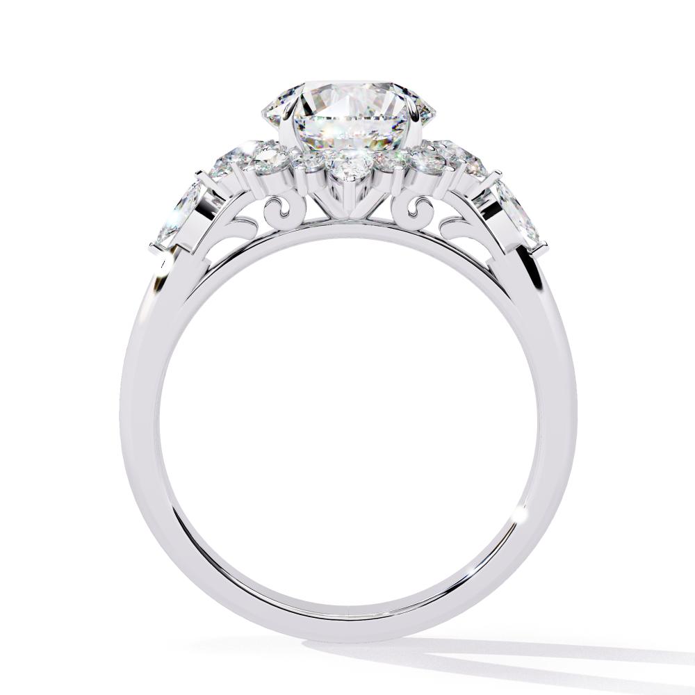 The Heather Round Vintage Flower Halo Engagement Ring