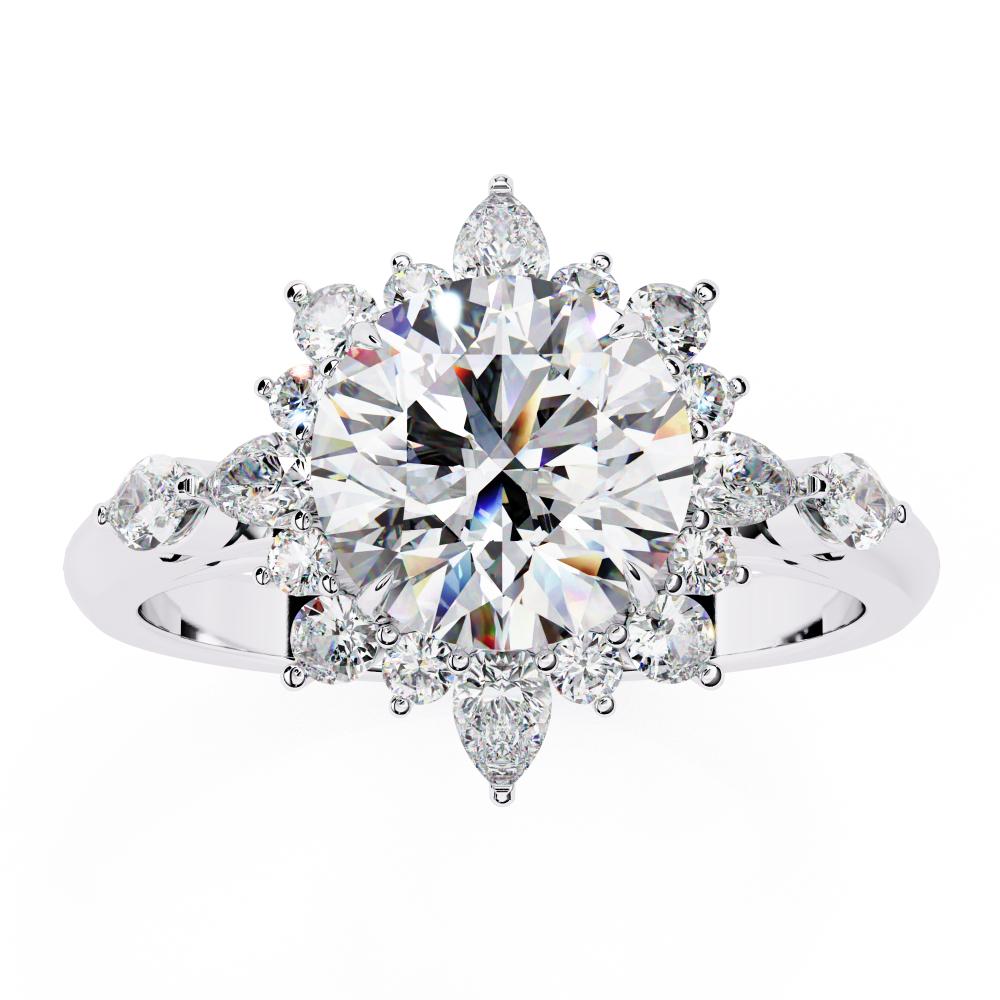 The Heather Round Vintage Flower Halo Engagement Ring