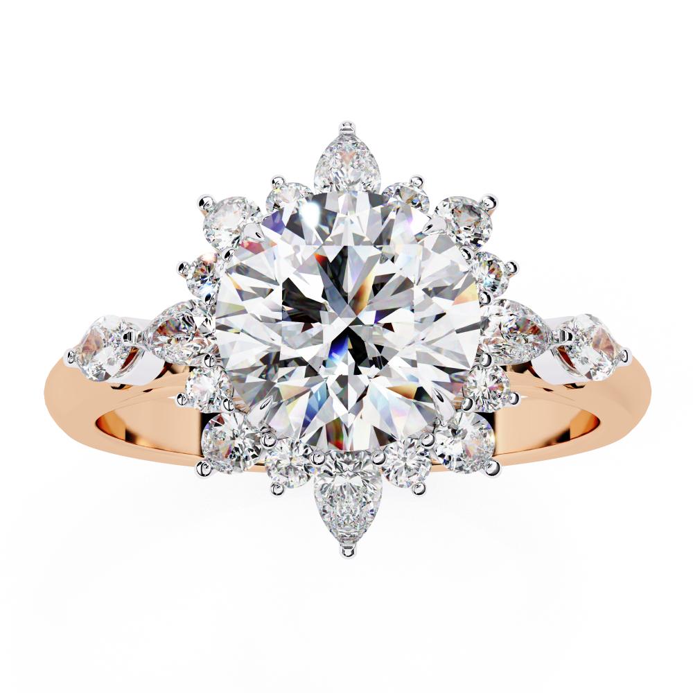 The Heather Round Vintage Flower Halo Engagement Ring