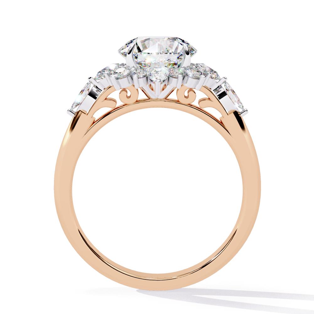 The Heather Round Vintage Flower Halo Engagement Ring