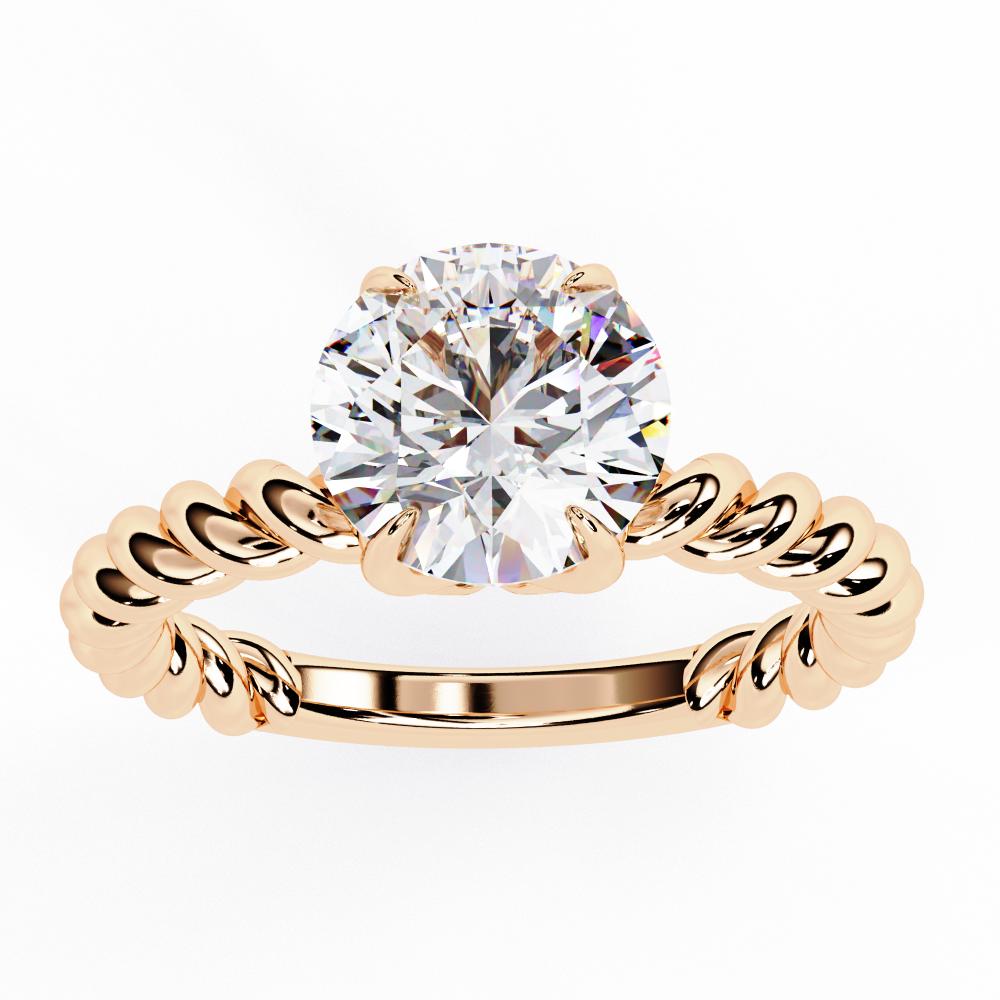 The Audrey Round Solitaire Rope Band Engagement Ring