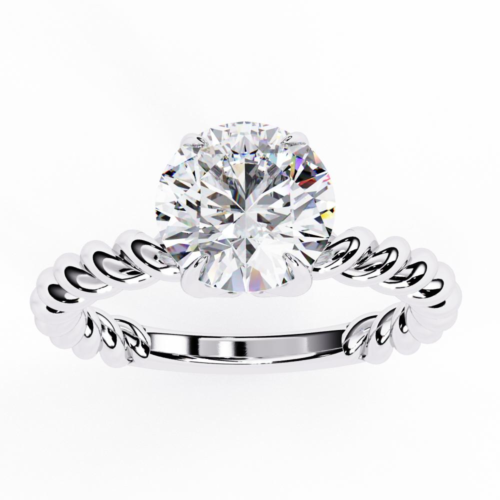 The Audrey Round Solitaire Rope Band Engagement Ring
