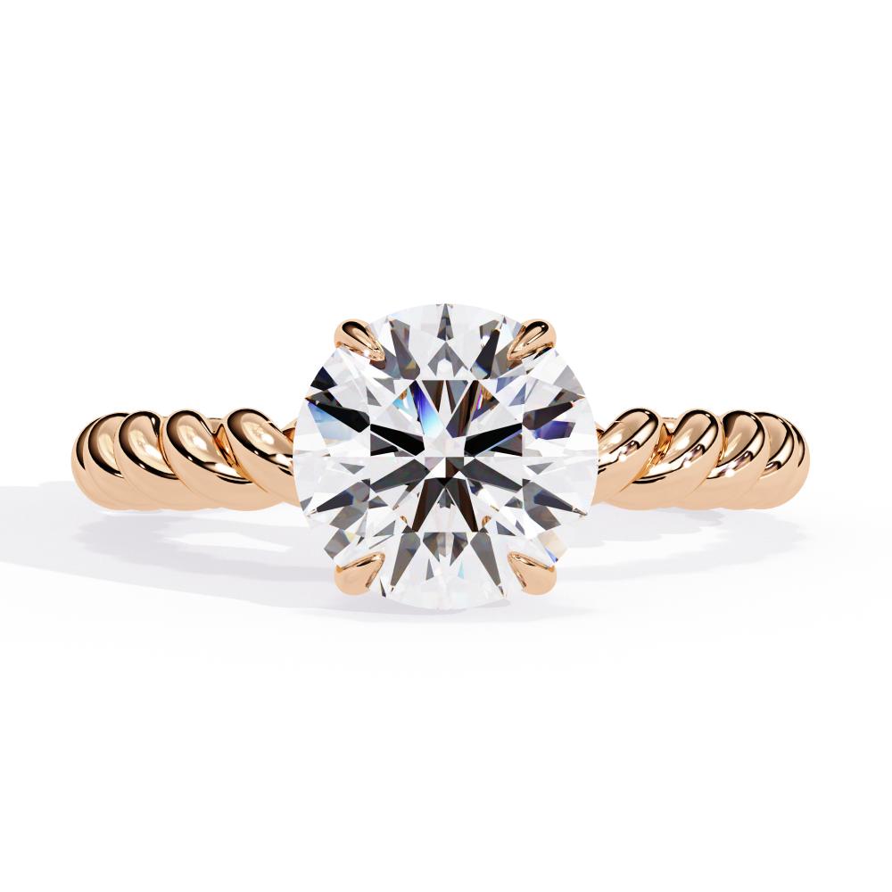 The Audrey Round Solitaire Rope Band Engagement Ring