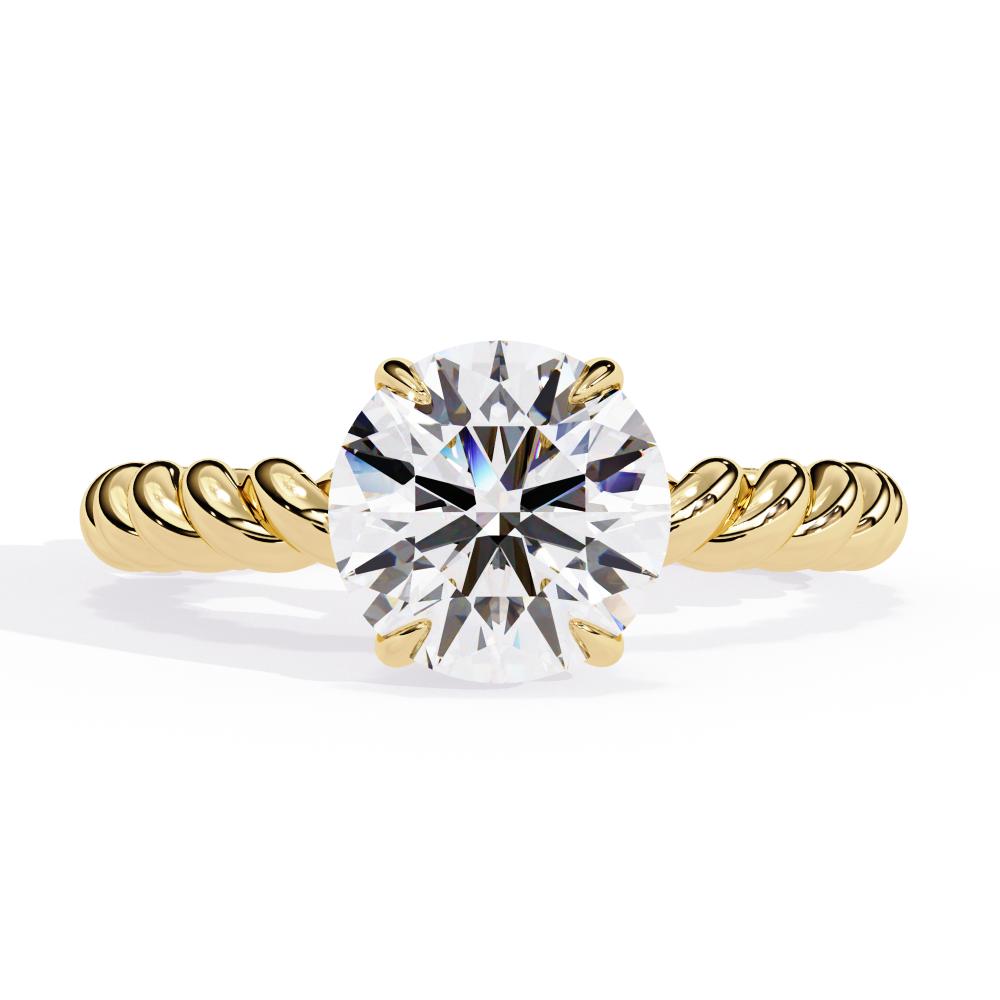 The Audrey Round Solitaire Rope Band Engagement Ring