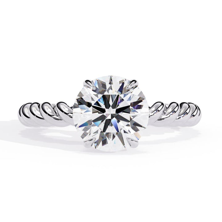 The Audrey Round Solitaire Rope Band Engagement Ring