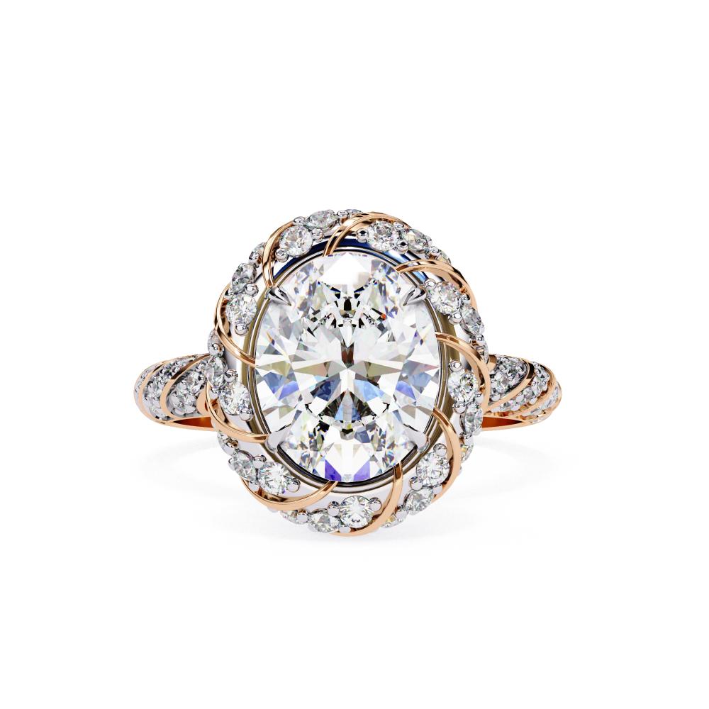 The Eddie Oval Helix Halo Engagement Ring