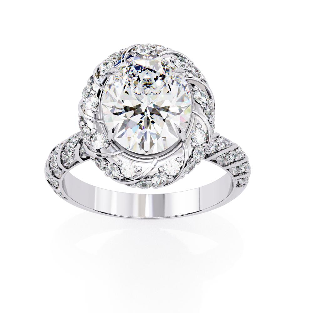 The Eddie Oval Helix Halo Engagement Ring