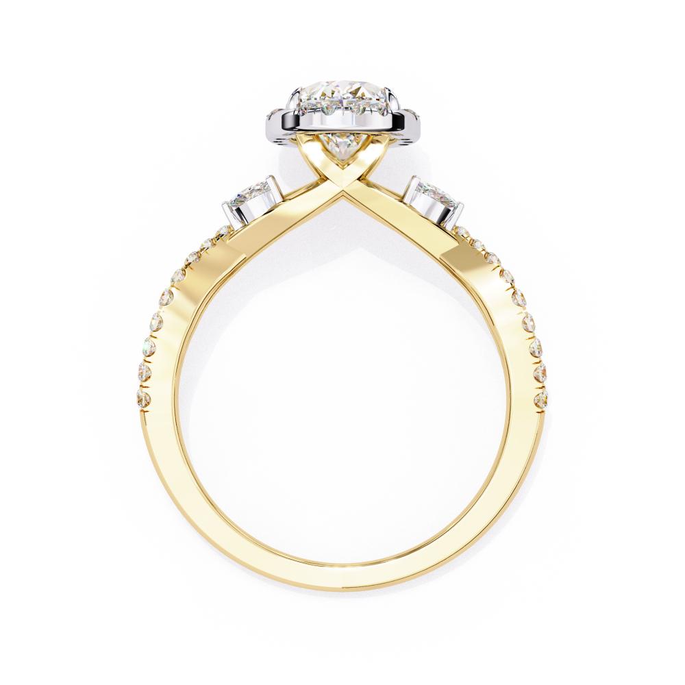 The Kaitlyn Oval Halo Twisted Band Engagement Ring