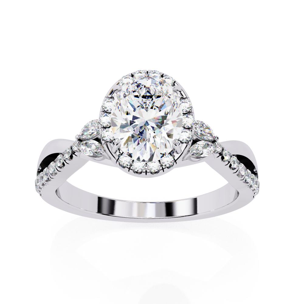 The Kaitlyn Oval Halo Twisted Band Engagement Ring