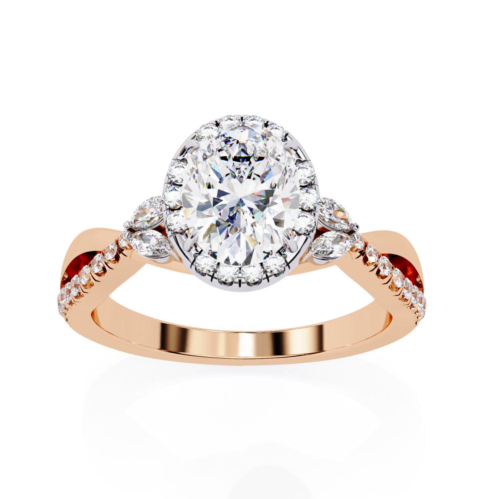 The Kaitlyn Oval Halo Twisted Band Engagement Ring