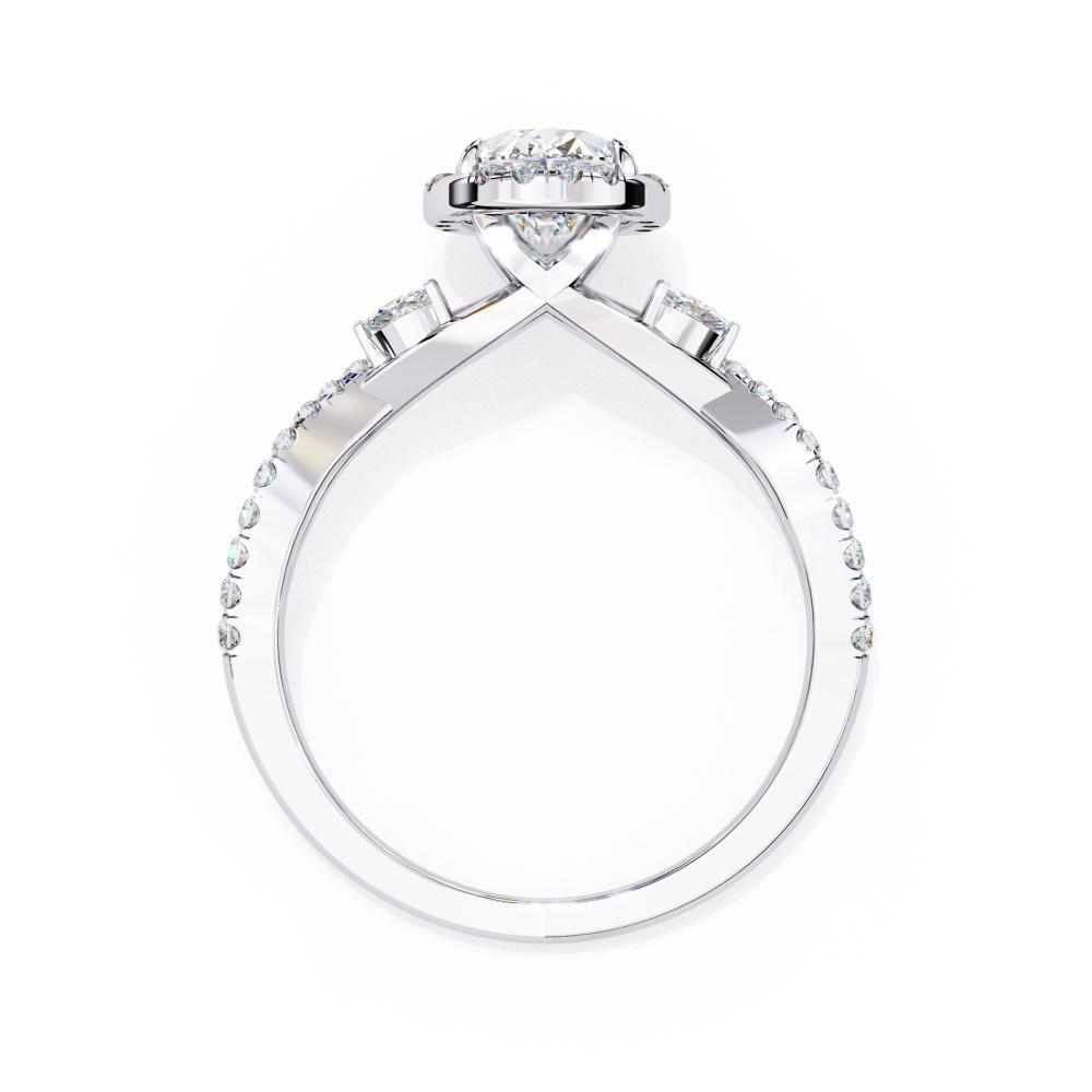 The Kaitlyn Oval Halo Twisted Band Engagement Ring