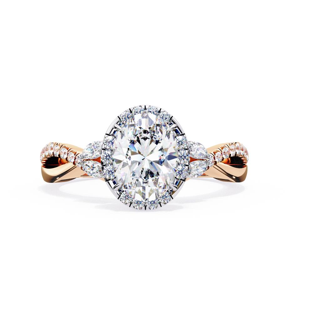 The Kaitlyn Oval Halo Twisted Band Engagement Ring