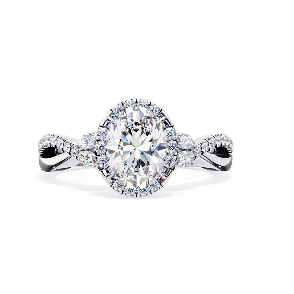 The Kaitlyn Oval Halo Twisted Band Engagement Ring