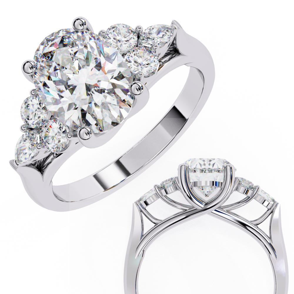 The Amira Oval Three Stone Engagement Ring