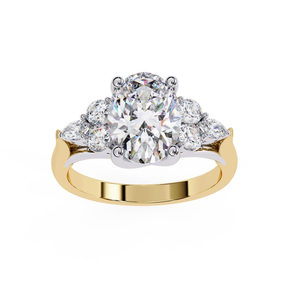 The Amira Oval Three Stone Engagement Ring