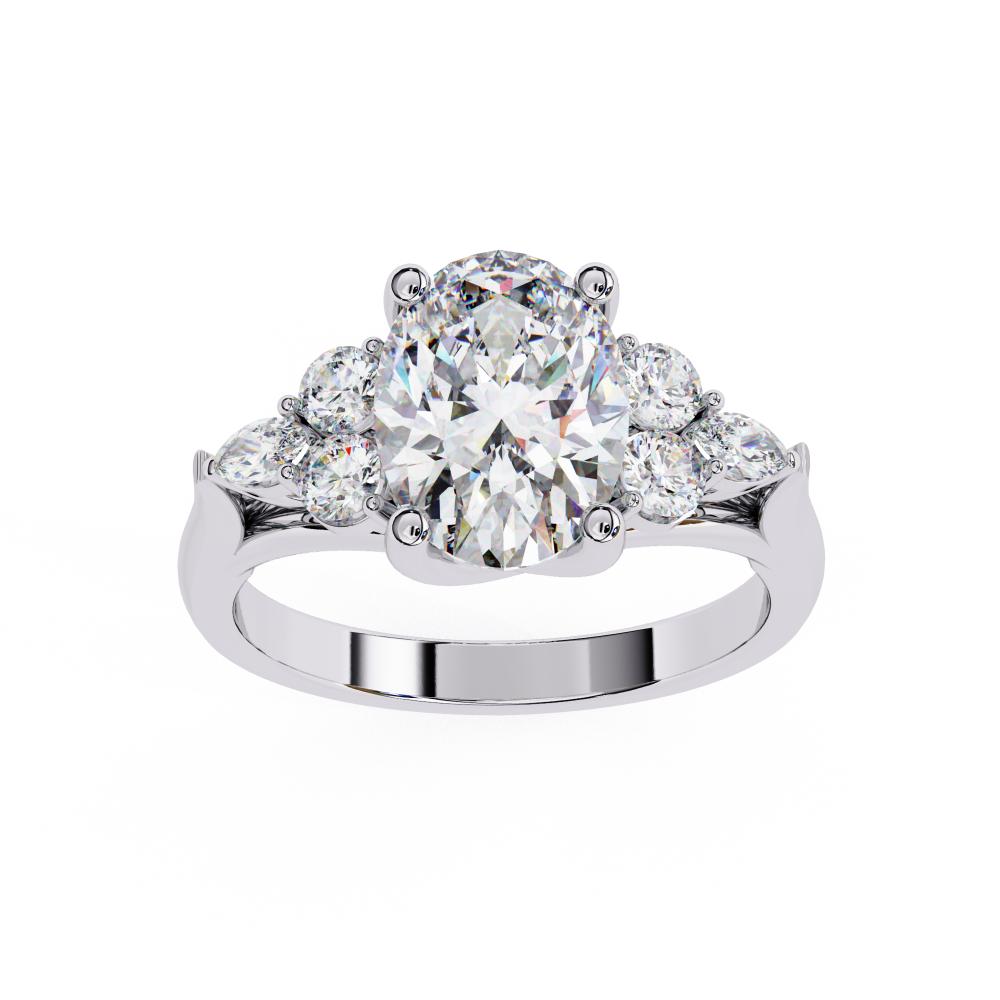 The Amira Oval Three Stone Engagement Ring