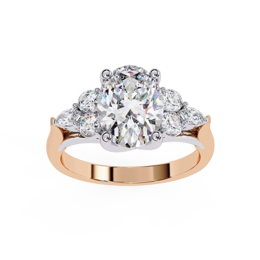 The Amira Oval Three Stone Engagement Ring
