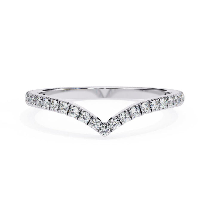 The Serna Round Micro Pave Curved Wedding Band