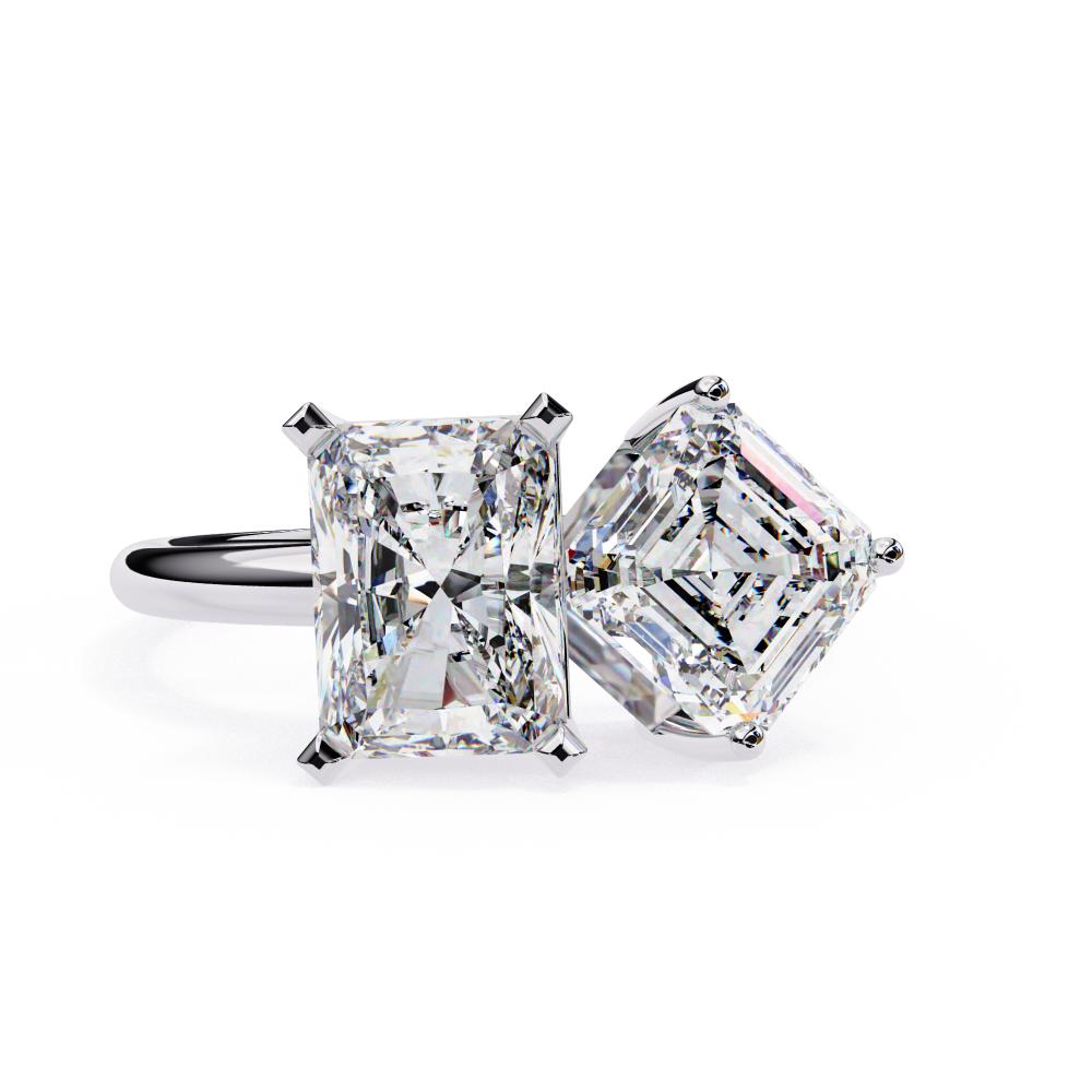 The Nicole Radiant & Asscher Toi et Moi Engagement Ring