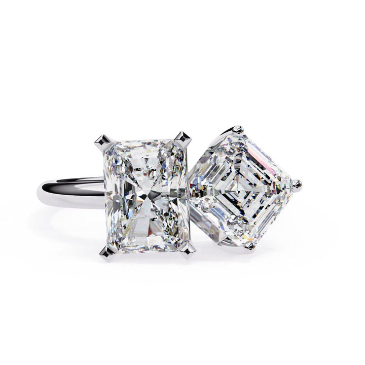 The Nicole Radiant & Asscher Toi et Moi Engagement Ring