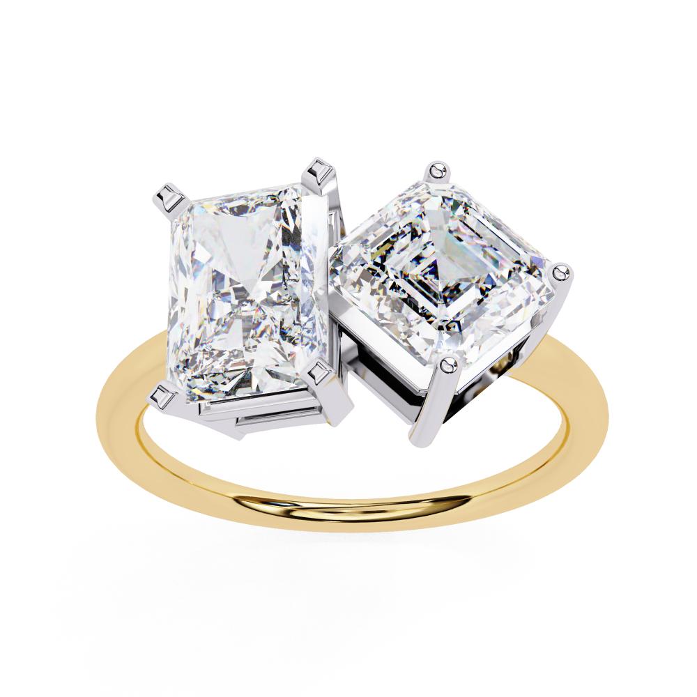 The Nicole Radiant & Asscher Toi et Moi Engagement Ring