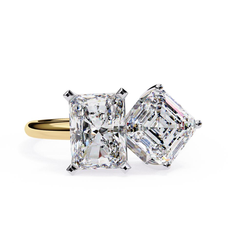 The Nicole Radiant & Asscher Toi et Moi Engagement Ring