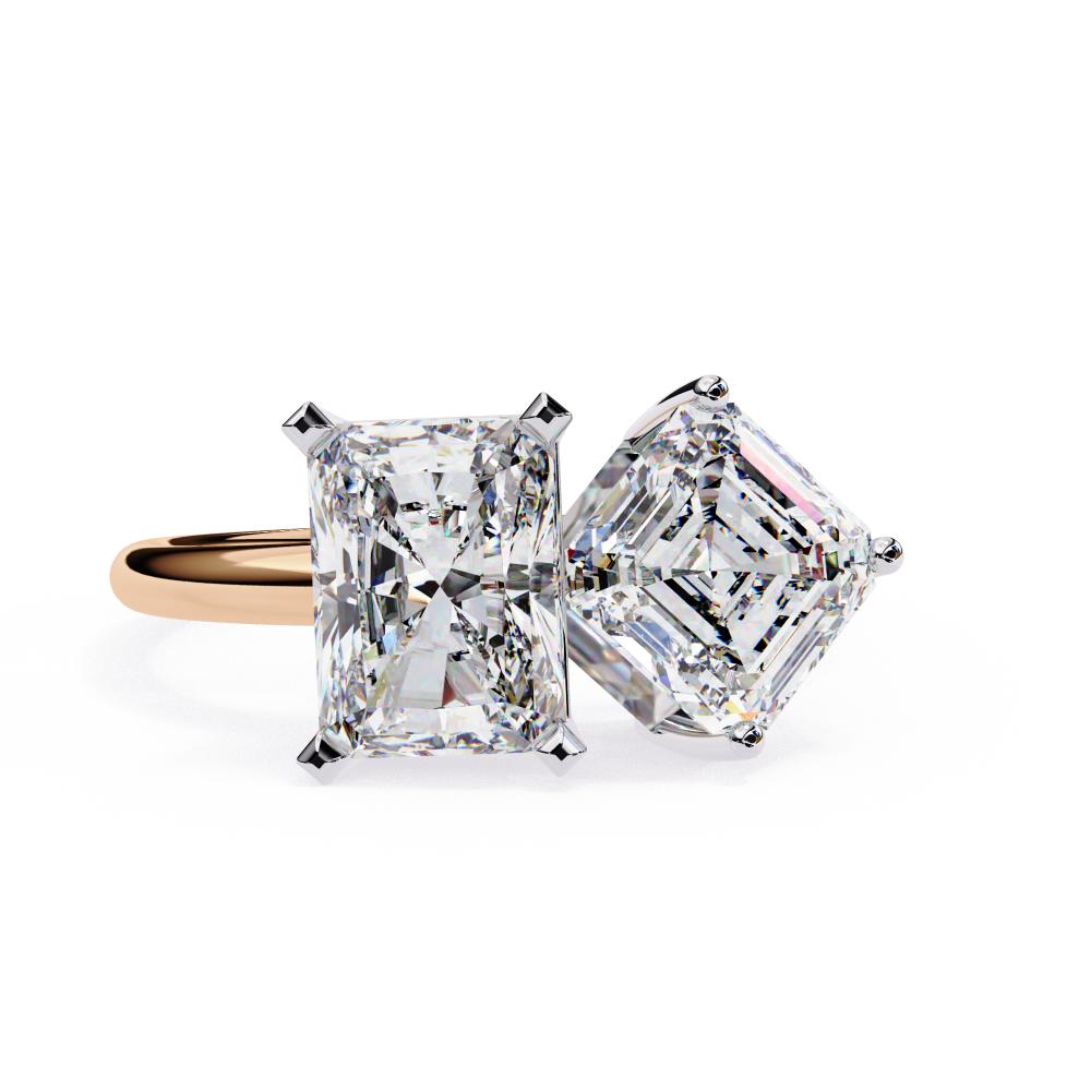 The Nicole Radiant & Asscher Toi et Moi Engagement Ring