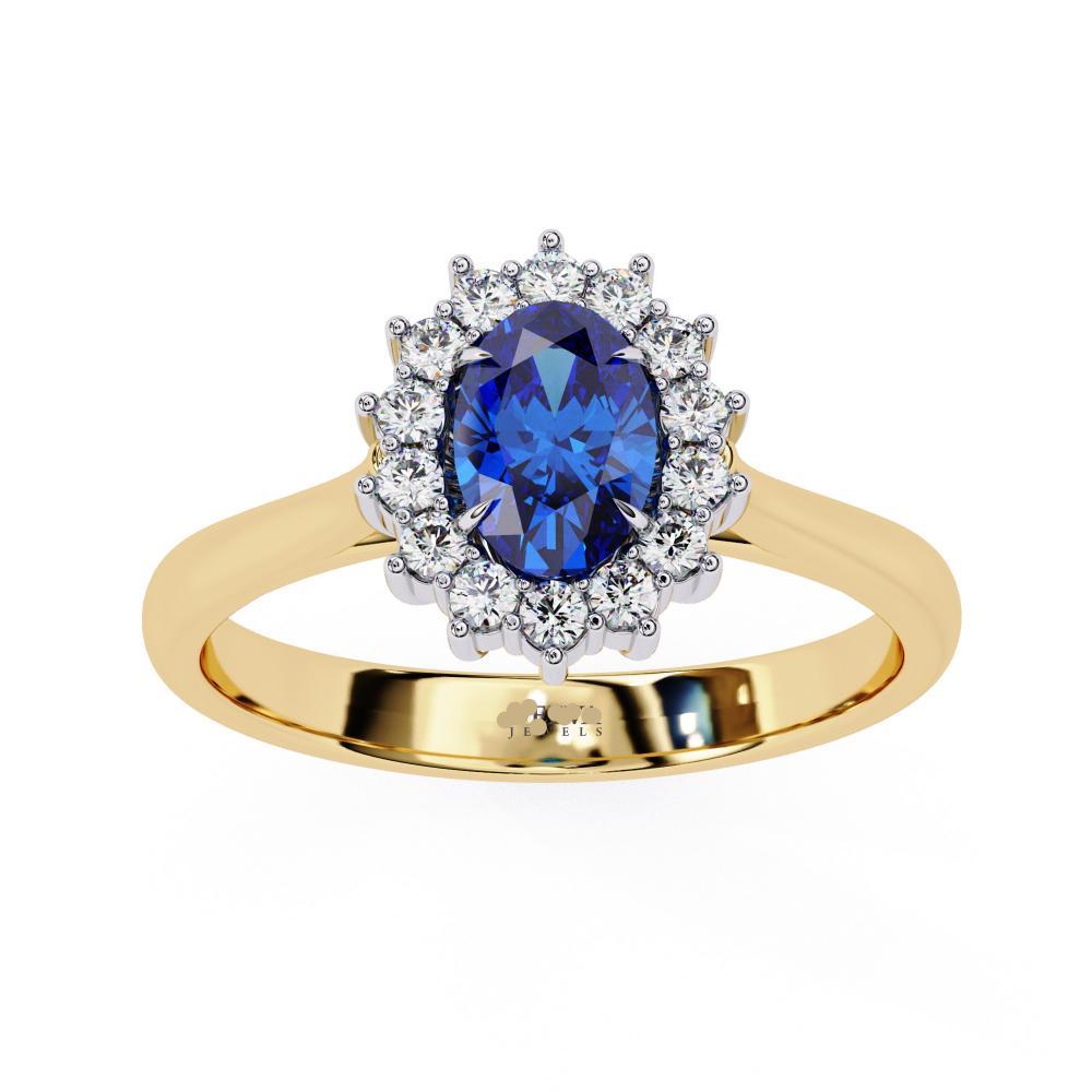 The Adams Blue Oval With Vintage Halo Engagement Ring