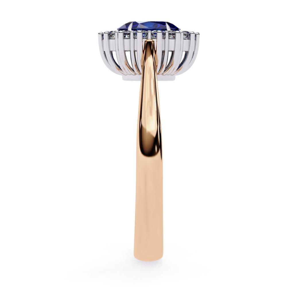 The Adams Blue Oval With Vintage Halo Engagement Ring