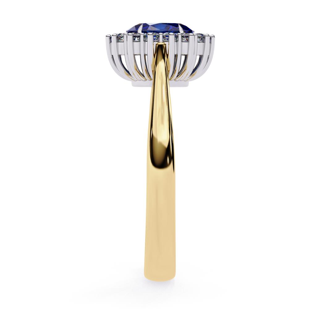 The Adams Blue Oval With Vintage Halo Engagement Ring