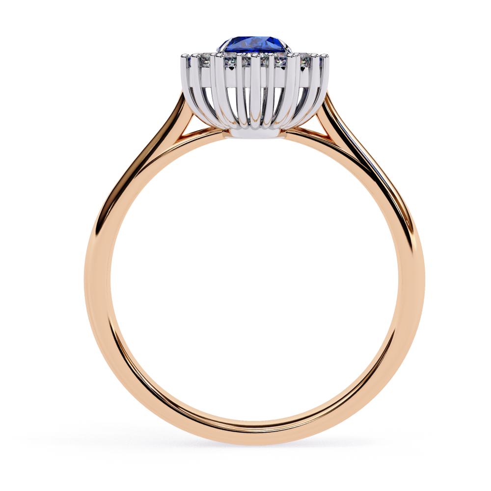 The Adams Blue Oval With Vintage Halo Engagement Ring