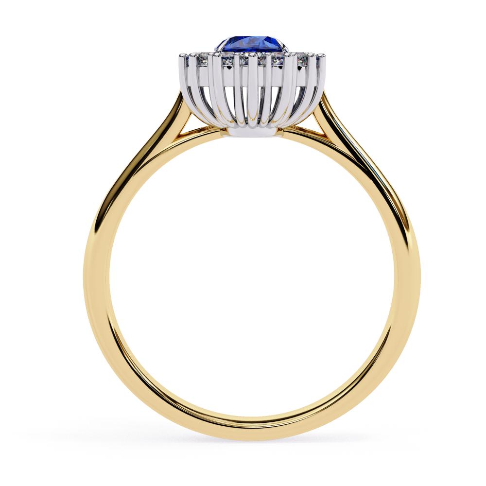 The Adams Blue Oval  With Vintage Halo Engagement Ring