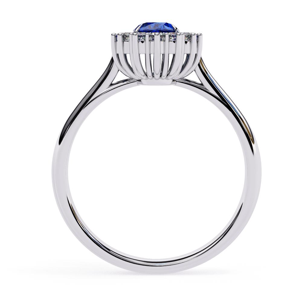 The Adams Blue Oval With Vintage Halo Engagement Ring