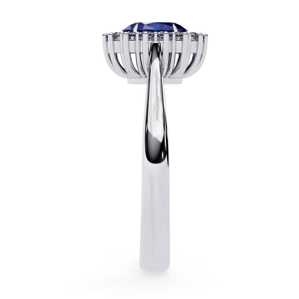 The Adams Blue Oval With Vintage Halo Engagement Ring