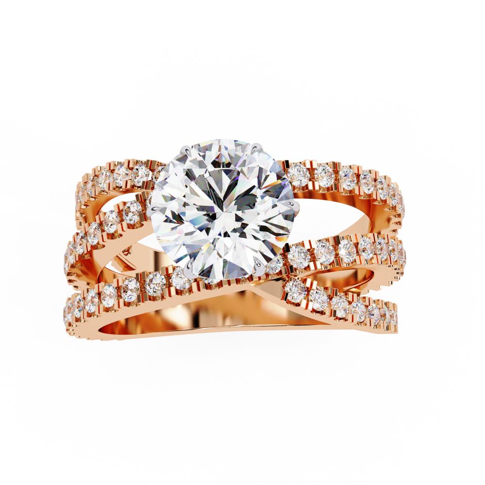 The Azim Round Three Cross Band Engagement Ring