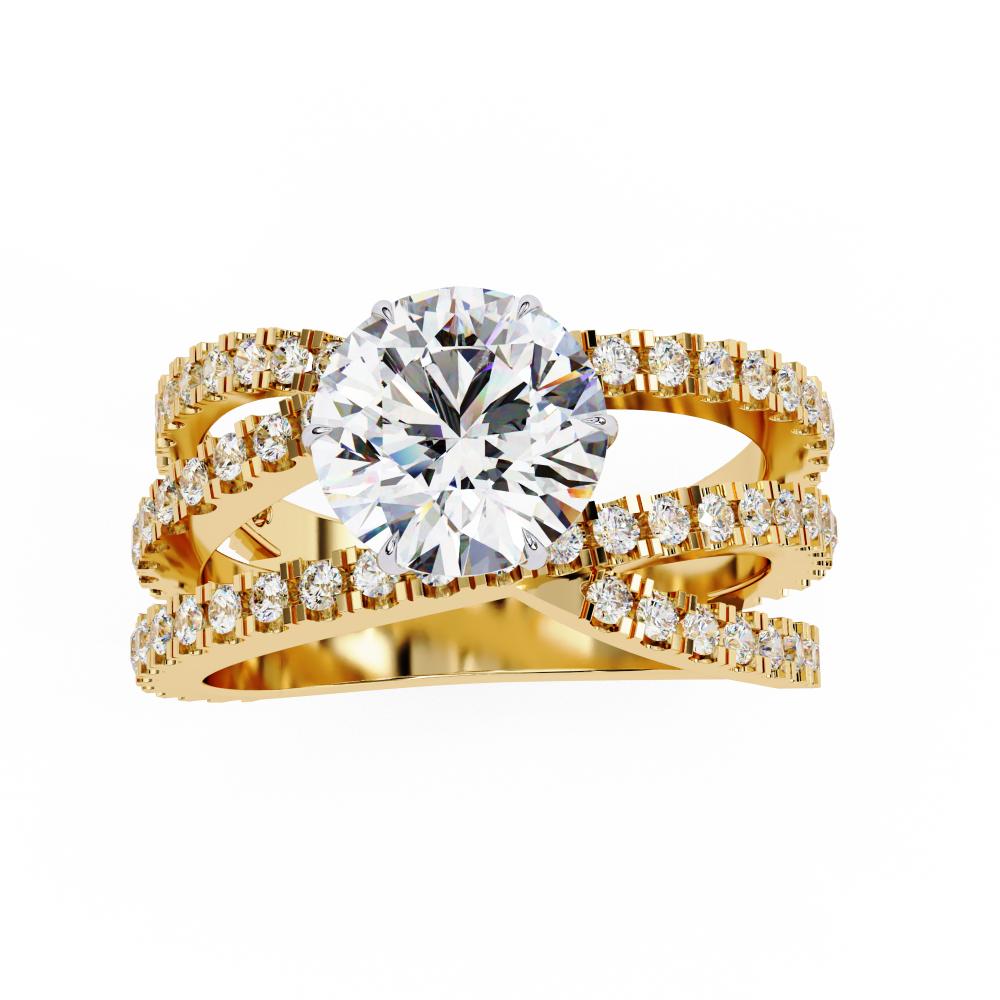 The Azim Round Three Cross Band Engagement Ring
