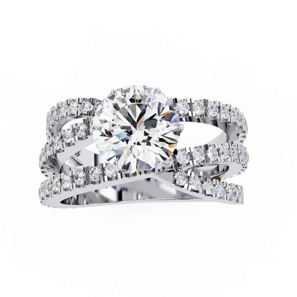 The Azim Round Three Cross Band Engagement Ring