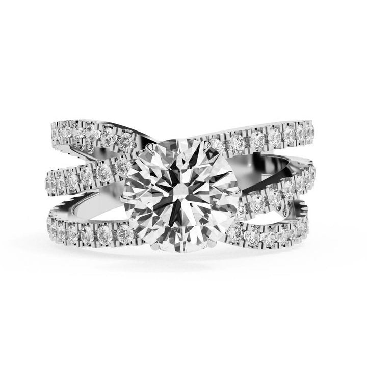 The Azim Round Three Cross Band Engagement Ring