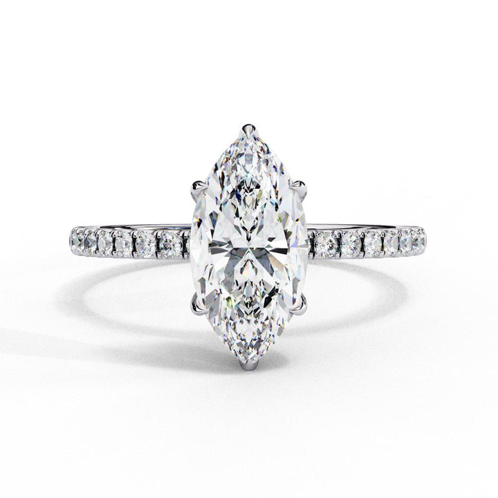 The Louise Marquise Hidden Halo with Pave band Engagement ring