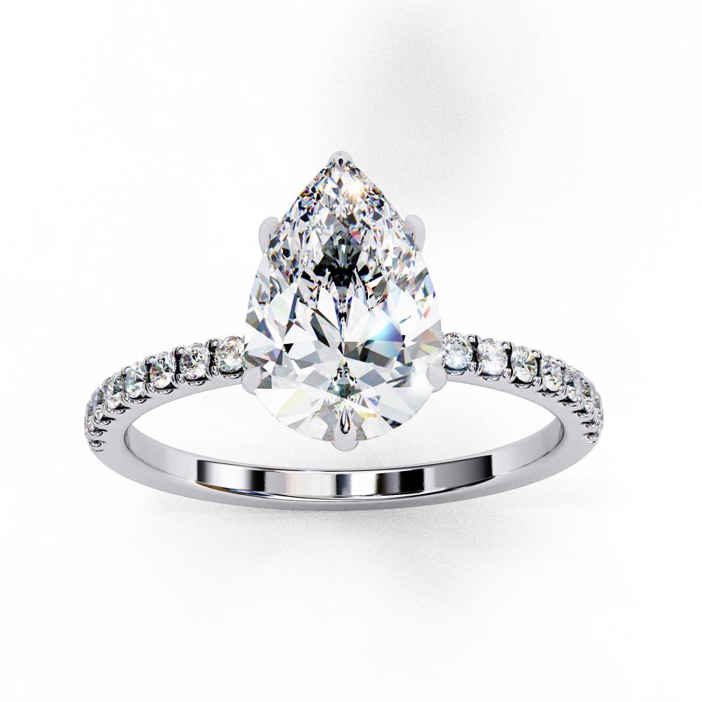 The Louise Pear Hidden Halo with Pave Band Engagement ring