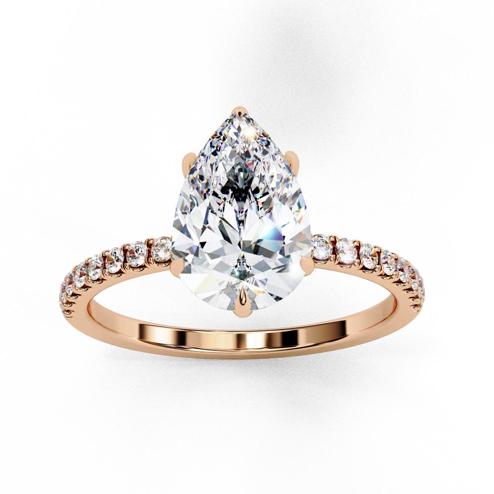The Louise Pear Hidden Halo with Pave Band Engagement ring