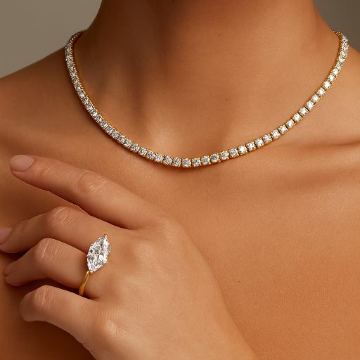 The Daisy Round Diamond tennis necklace