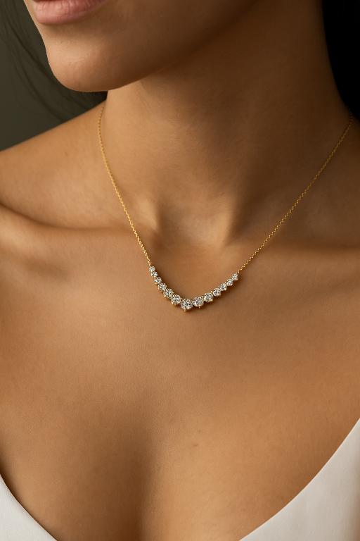 The Lettie Round Diamond Curved Chain Necklace
