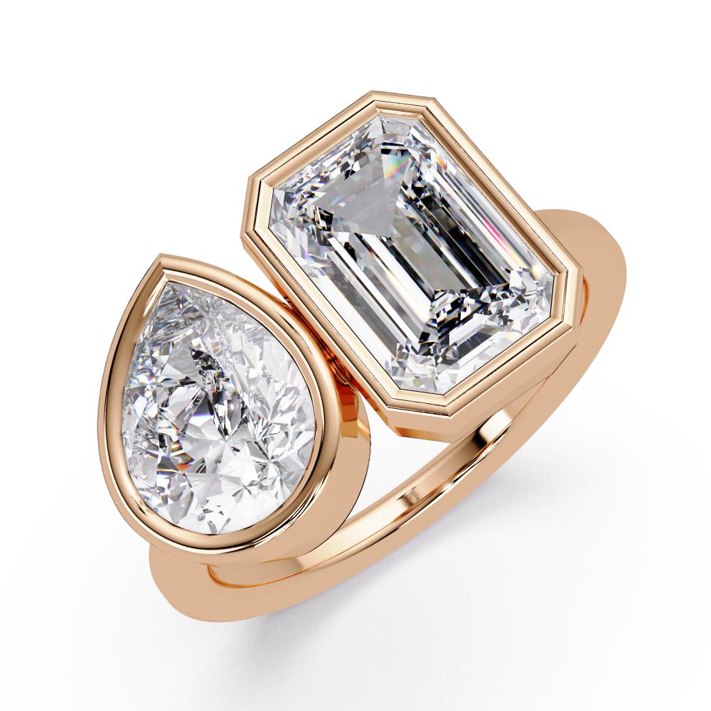 The Delilah Emerald & Pear Bezel Set Toi et Moi Engagement Ring